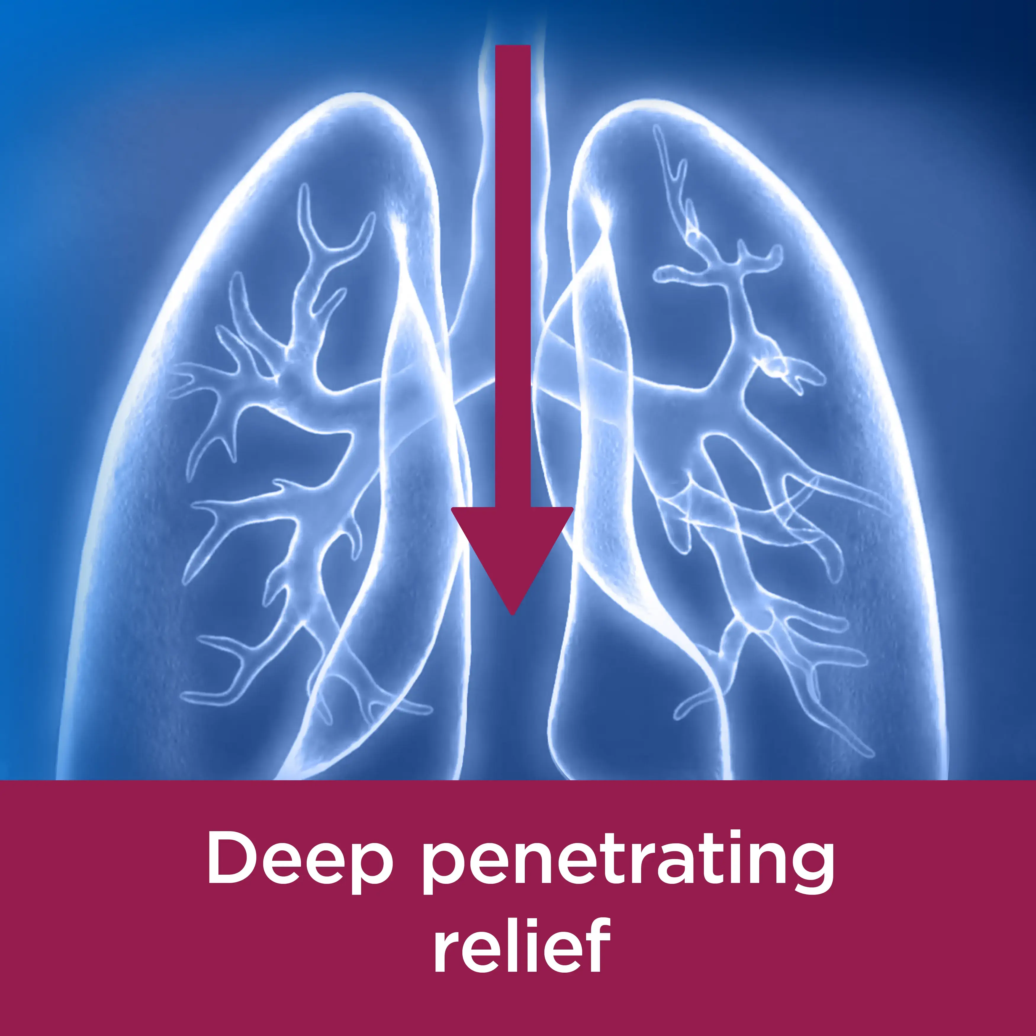 Image showing a drawing of lungs with the caption: Deep penetrating relief