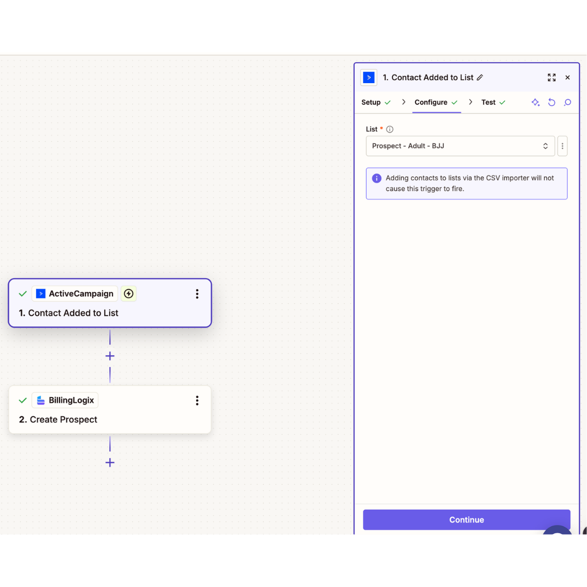 Zap Billing Logix Prospect Creation