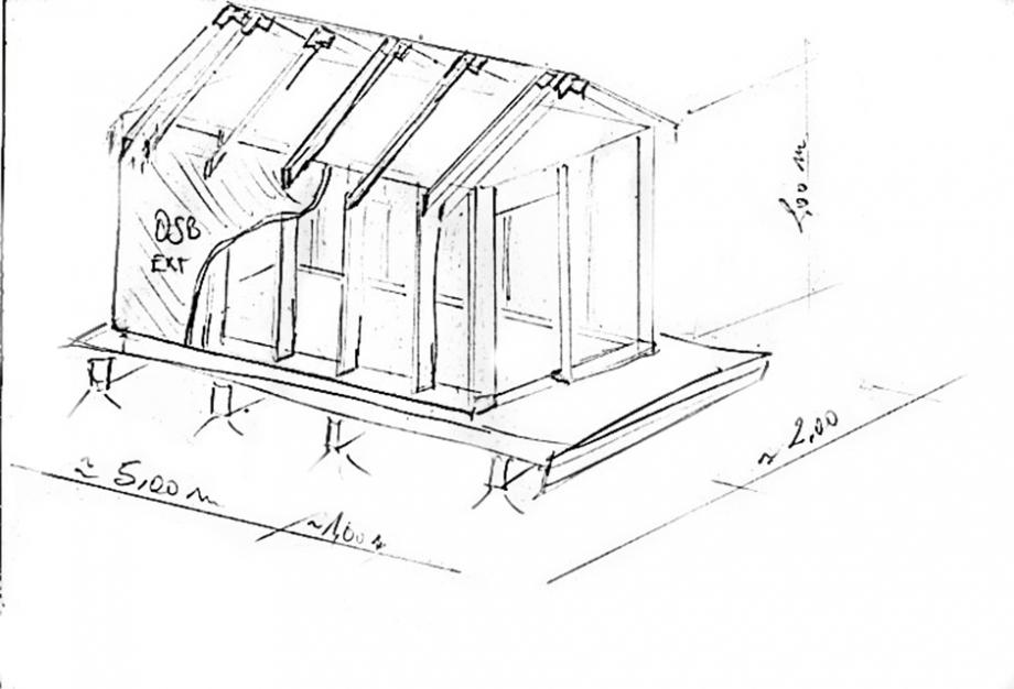plan pour abri de jardin en bois avec toit 2 pentes