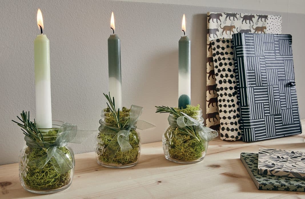 Centre de table en bois - noel / jour de l'an / fêtes - avec bougie - Un grand marché