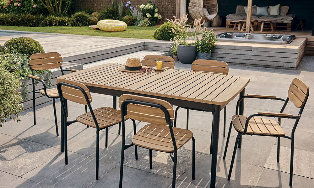Table de jardin rectangulaire extensible acacia 8/10 personnes Fedora ECLOZ