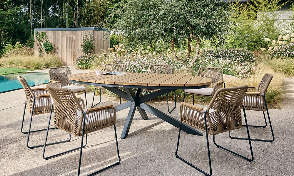 Salon de jardin aluminium nature 8 personnes Edna ECLOZ