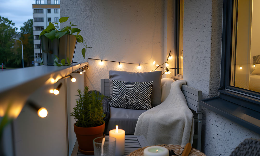 Un balcon bien éclairé