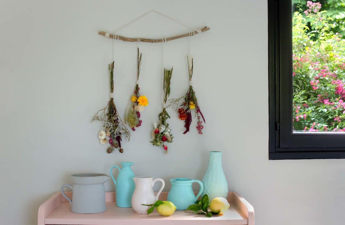 Ma suspension de fleurs séchées