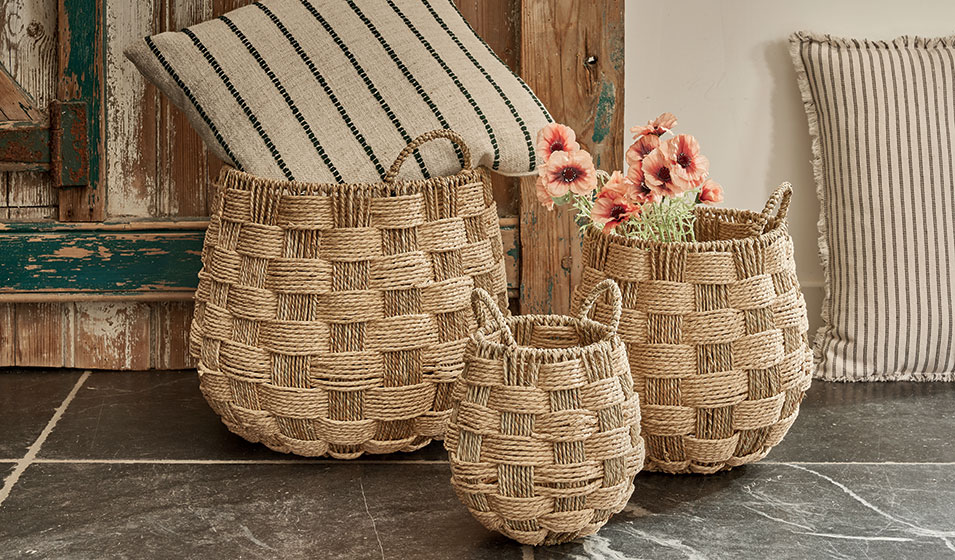 Panier tressé beige petit modèle - ECLOZ