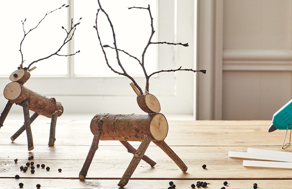 Décoration De Noël Renne En Bois, Fait Main, Rond - Neuf