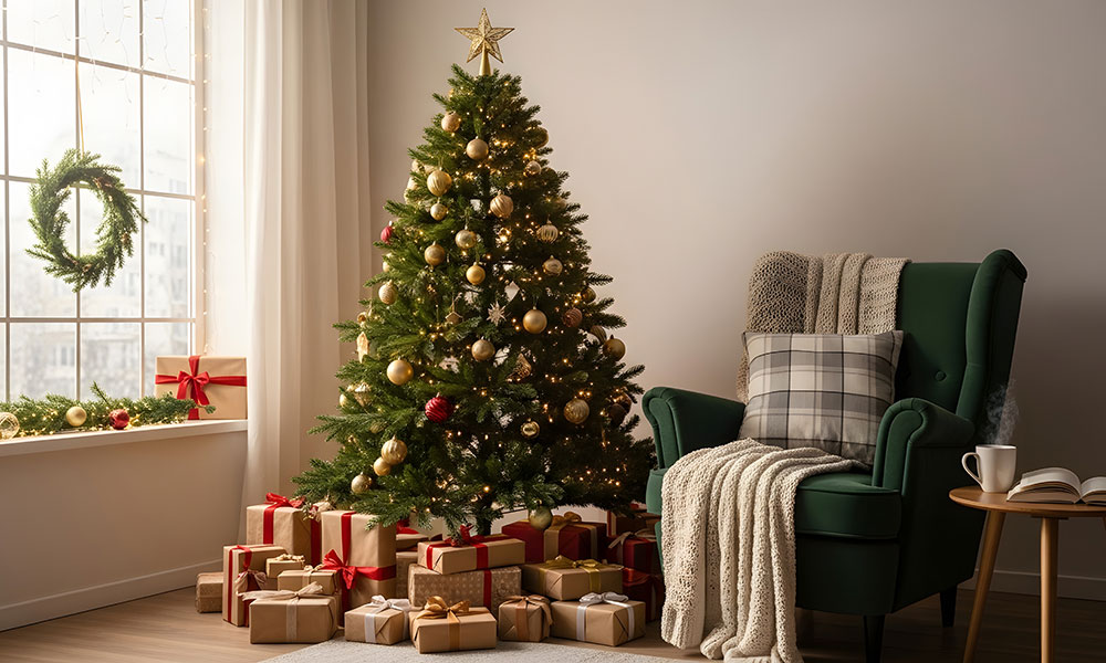Un sapin habillé de doré