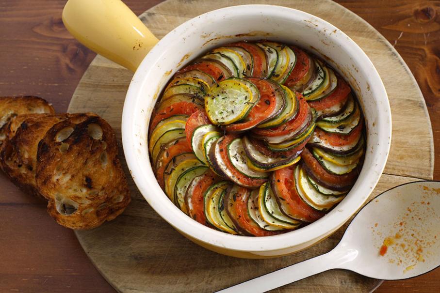 Recette du tian tomates - courgettes