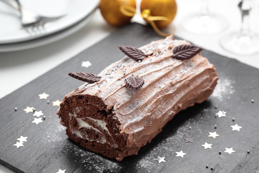 La bûche de Noël au chocolat et châtaignes