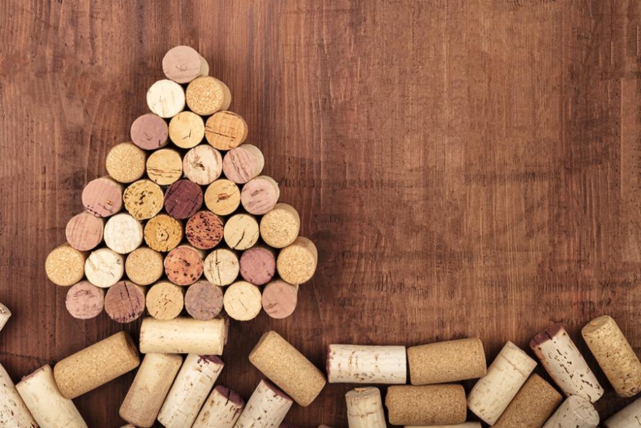 Sapin de Noël en bois, en bouchons de liège