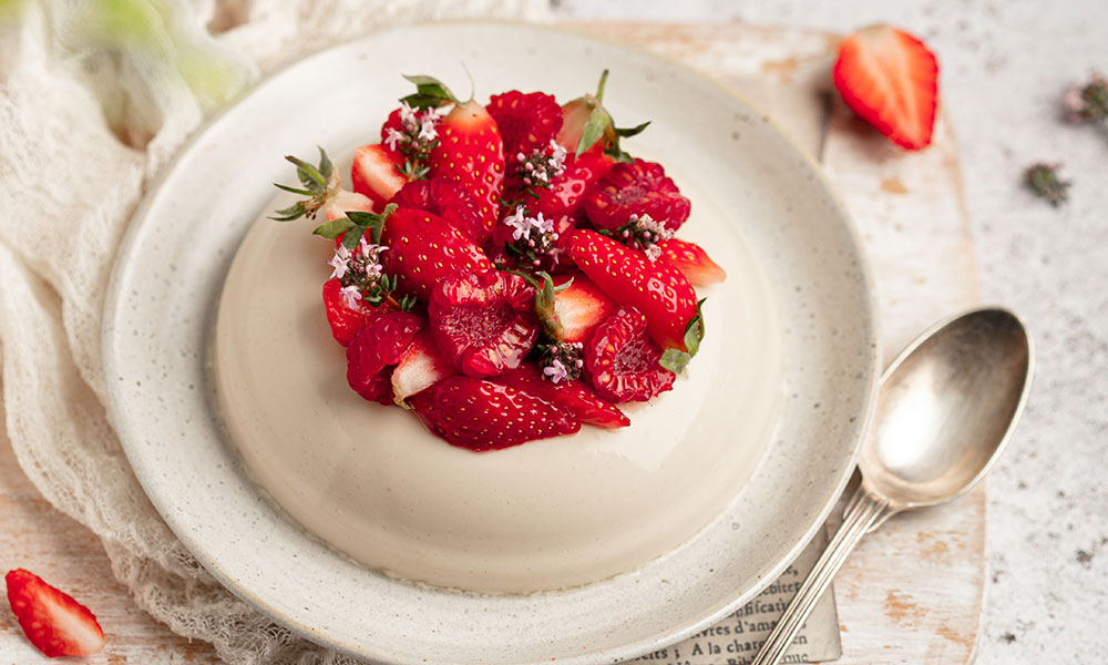 Flan coco et fraises
