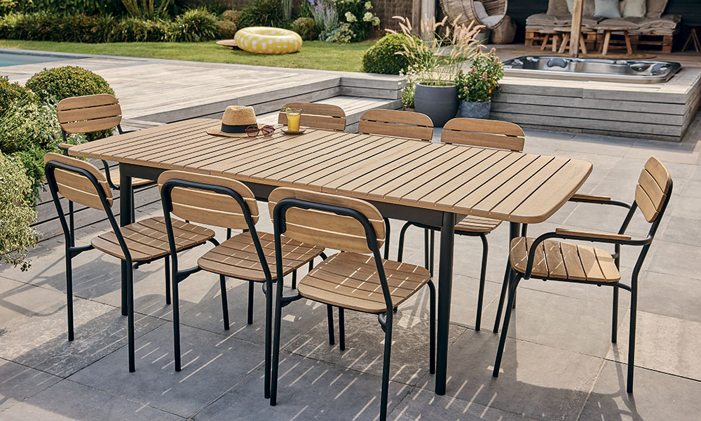 Salon de jardin acacia et aluminium
