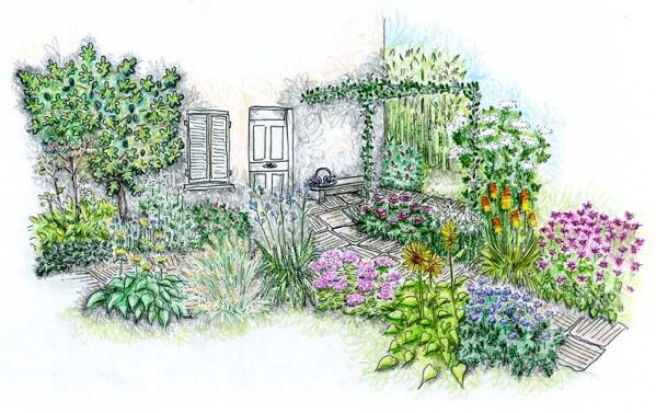 Crayon permanent vert kaki - Un jardin en pente douce