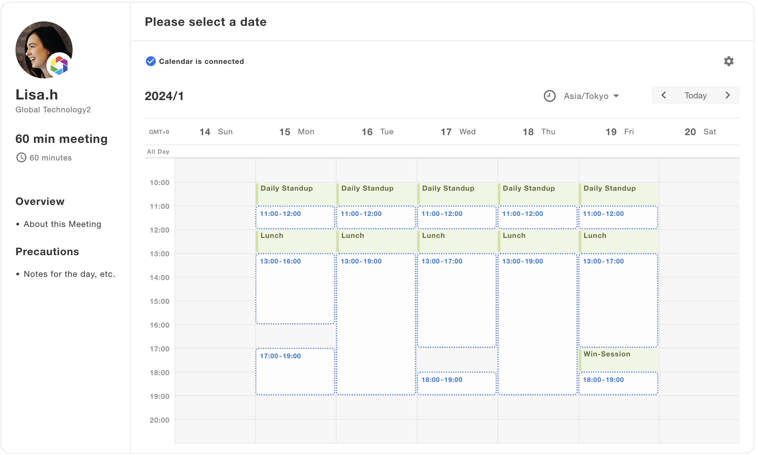 New calendar design on the booking page