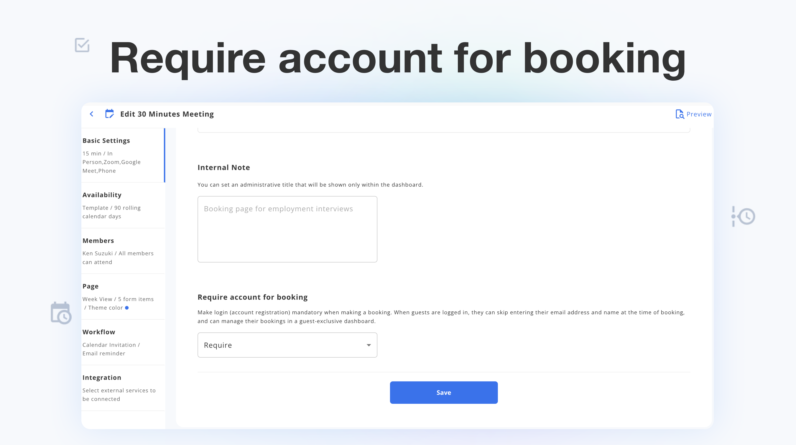 Released account registration function at the time of booking