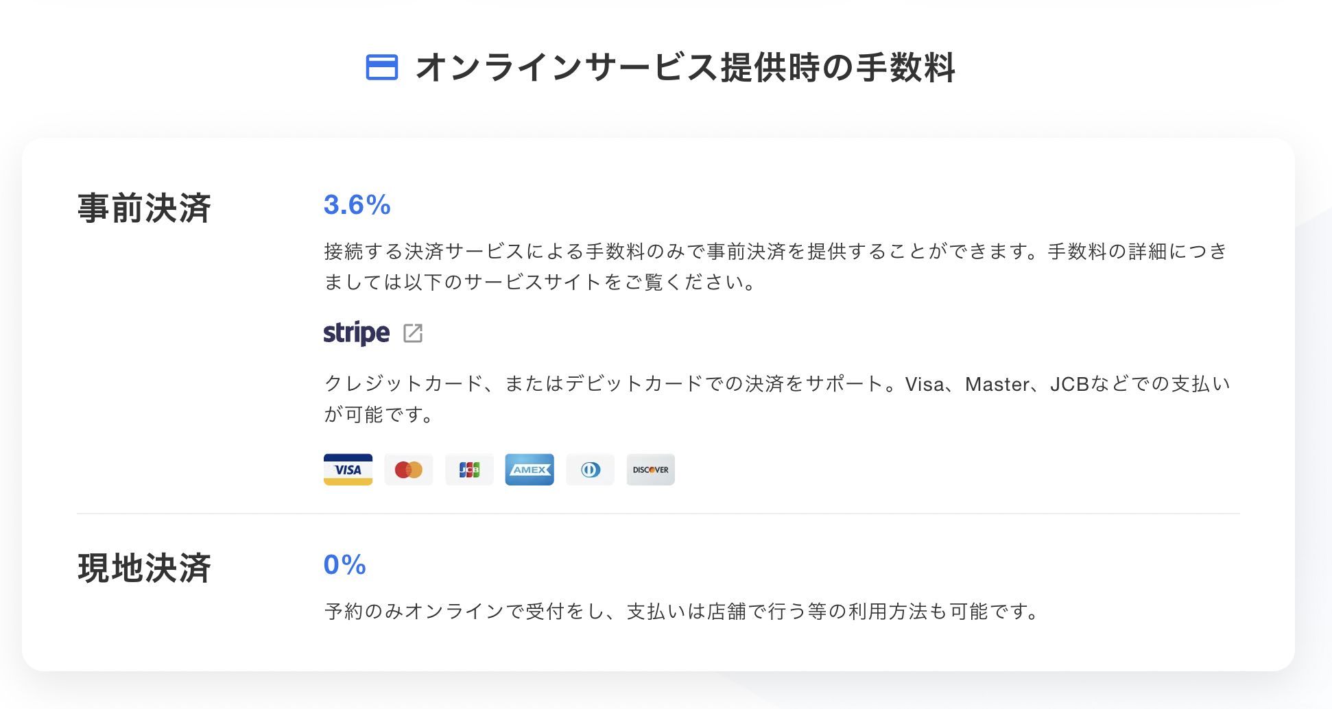 業界最低水準のクレジットカード手数料3.6%に変更