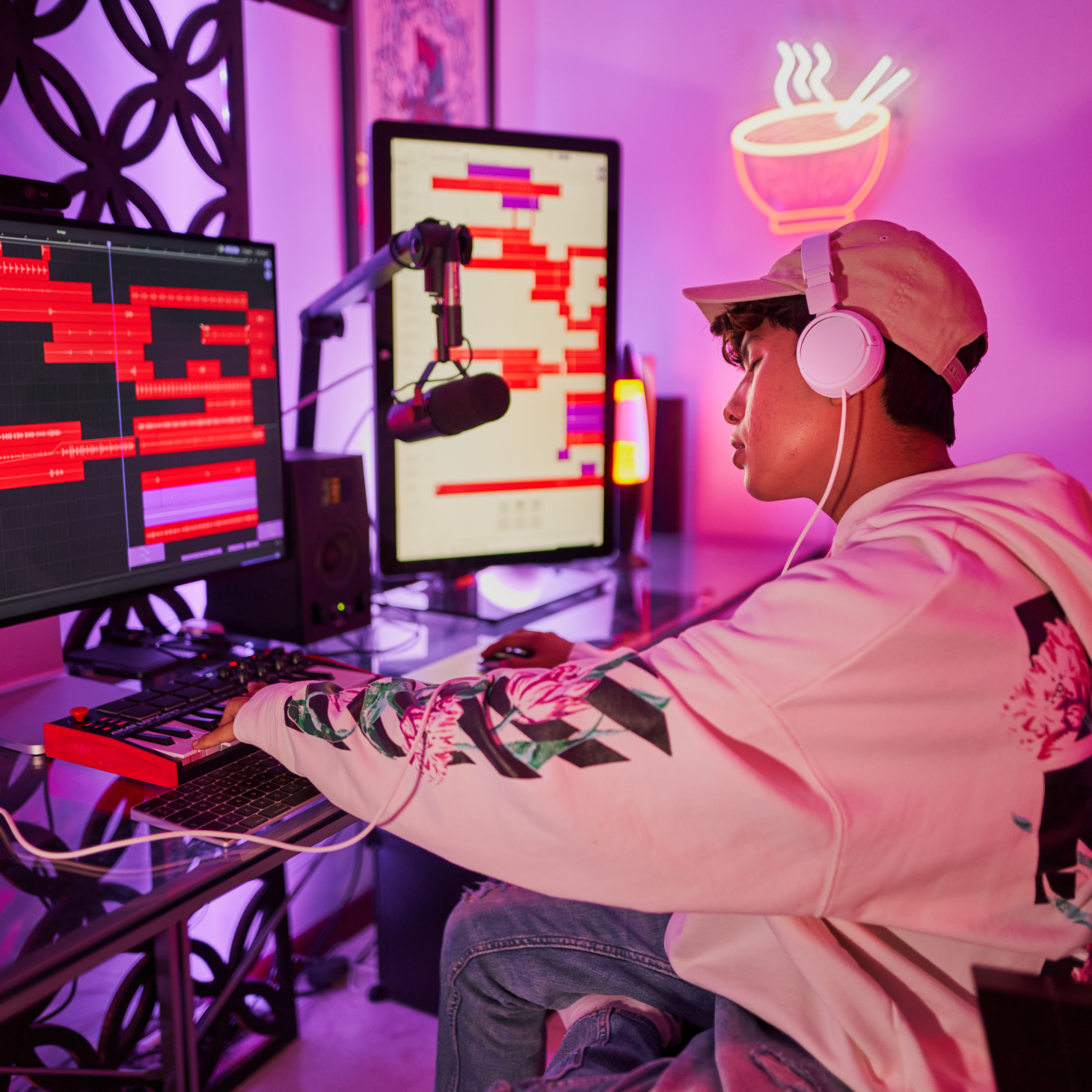 Premium Photo  Rear view play video computer pc. young man sitting on  chair in game station. happiness streamer indian man wearing headphone playing  game online in the darkroom.