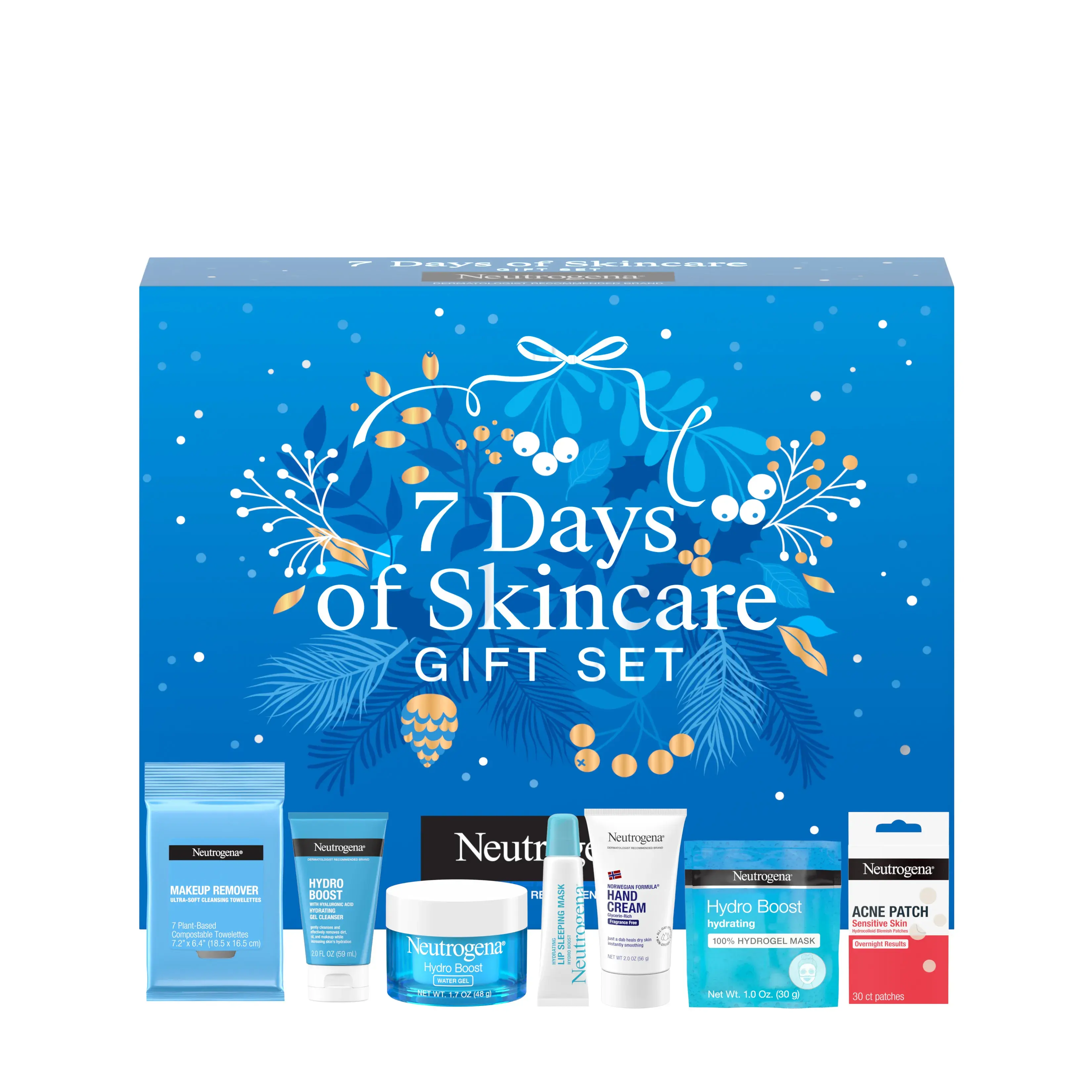 Neutrogena 7 Days of Skincare Gift Set Products Out of Box with Box Image