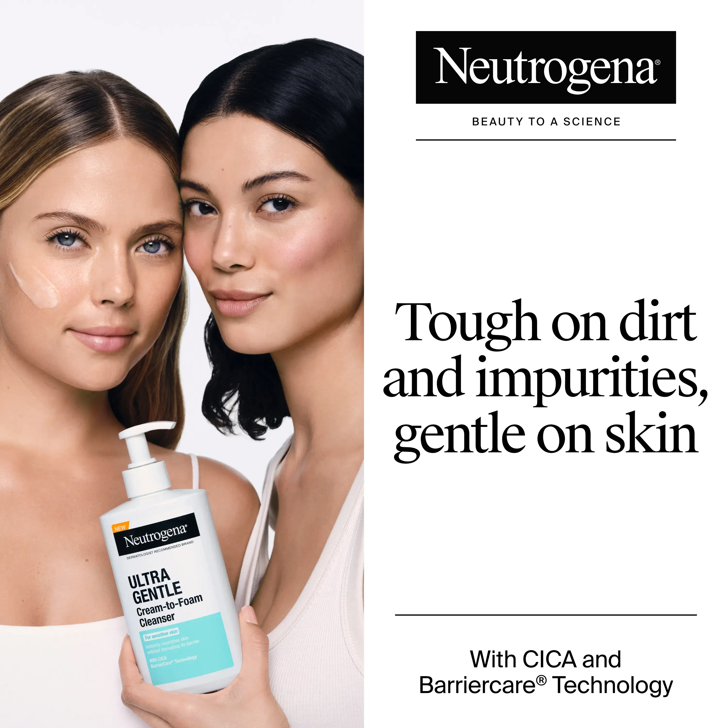Tough on oil, dirt and pores: gentle on skin. Foaming cleanser wth CICA and Barriercare® Technology