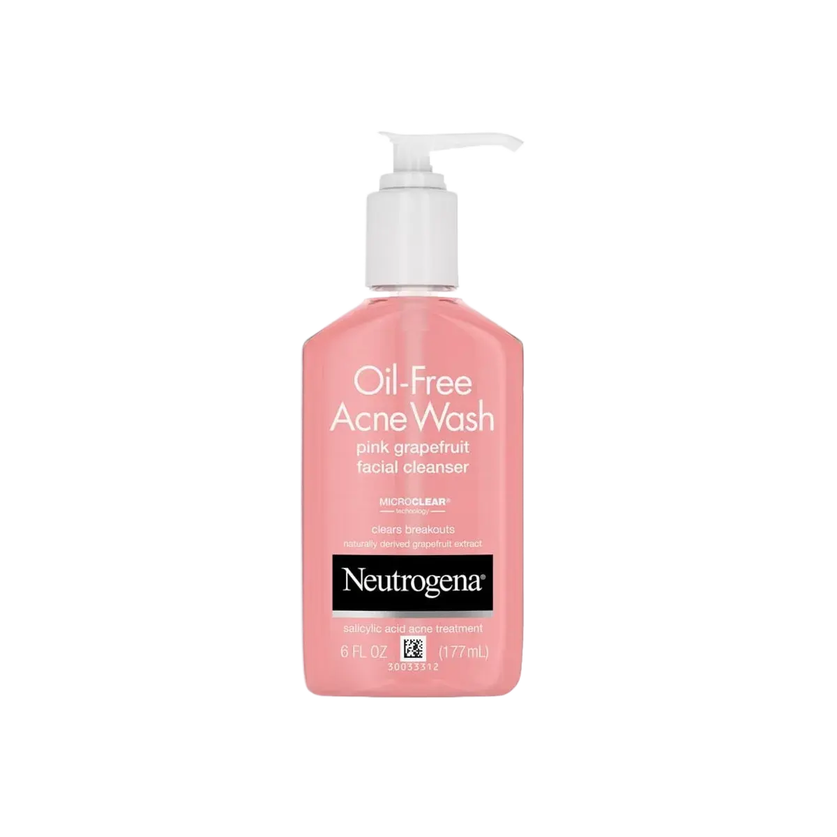Oil-Free Acne Wash Pink Grapefruit Facial Cleanser, front of the package, comparison table
