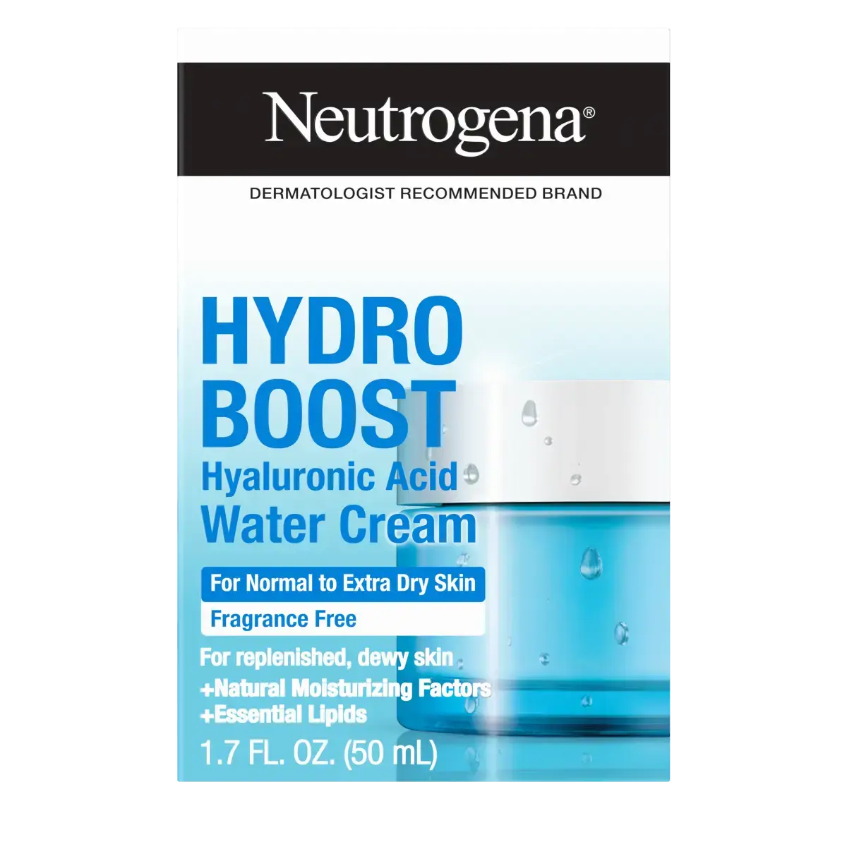 Neutrogena® Hydro Boost Hyaluronic Acid Water Cream Fragrance Free Facial Moisturizer 1.7 Fl. Oz, front of pack