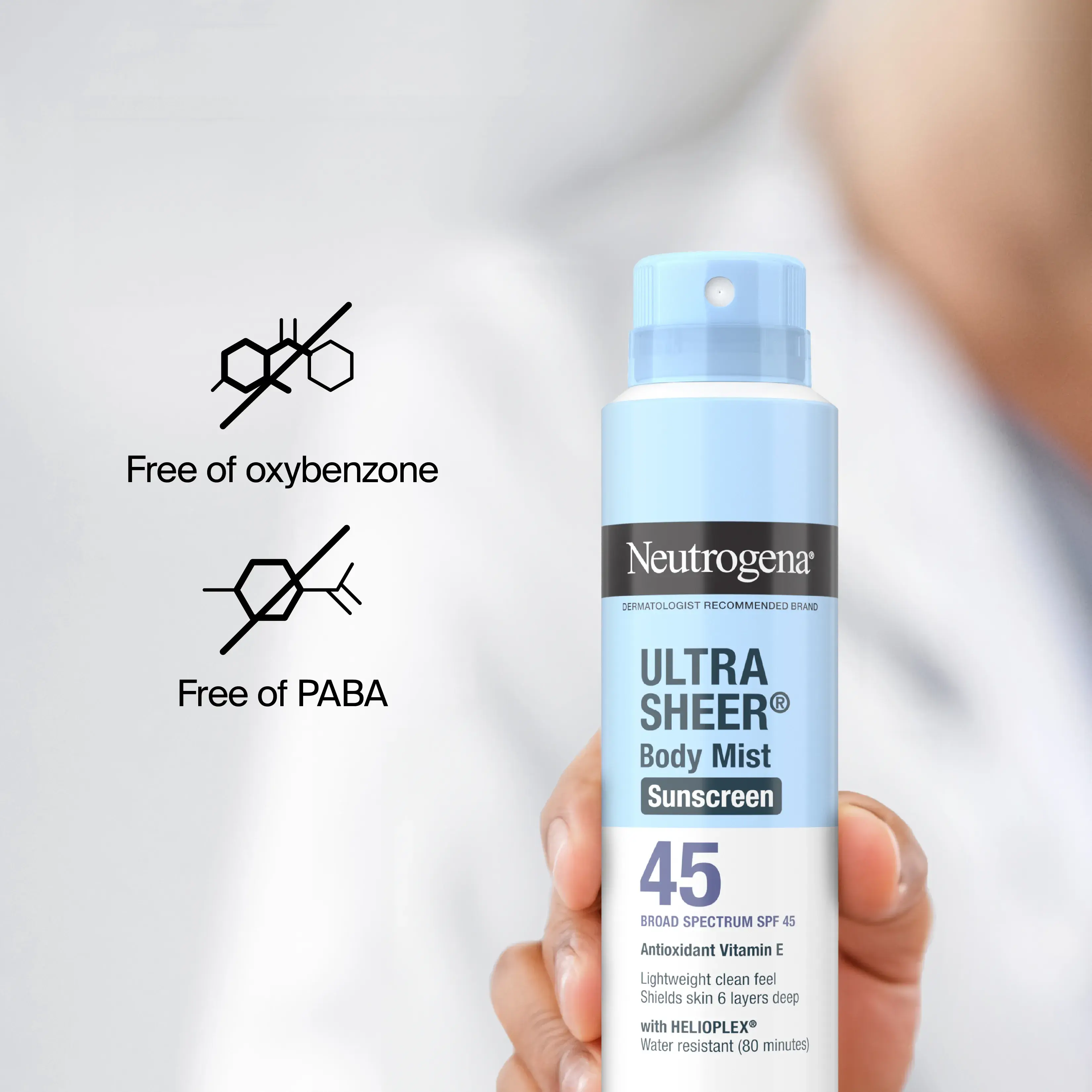 Neutrogena Ultra Sheer Body Mist Sunscreen Broad Spectrum SPF 45, 5 Oz