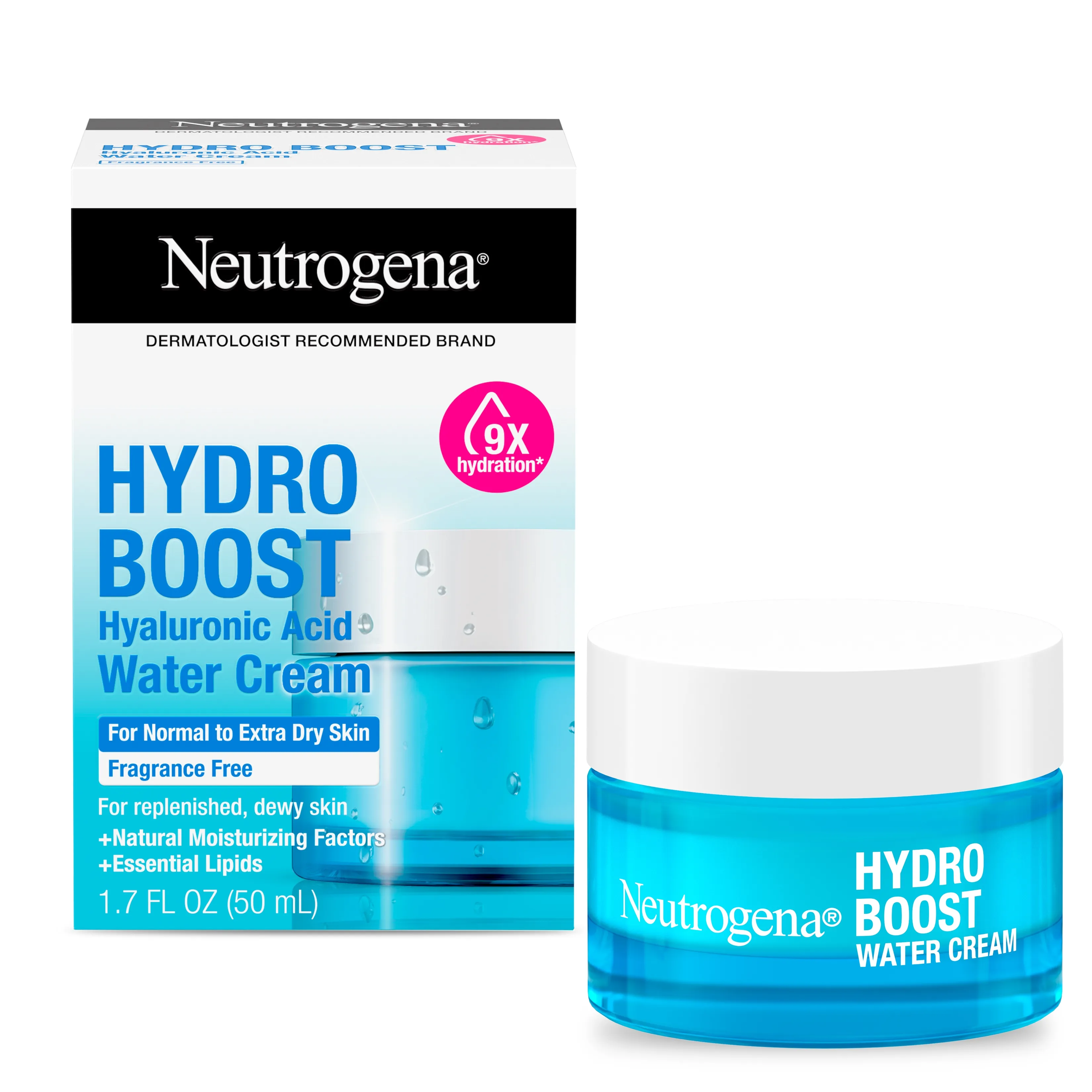 Neutrogena Hydro Boost Hyaluronic Acid Water Cream Fragrance Free Facial Moisturizer 1.7 Fl. Oz