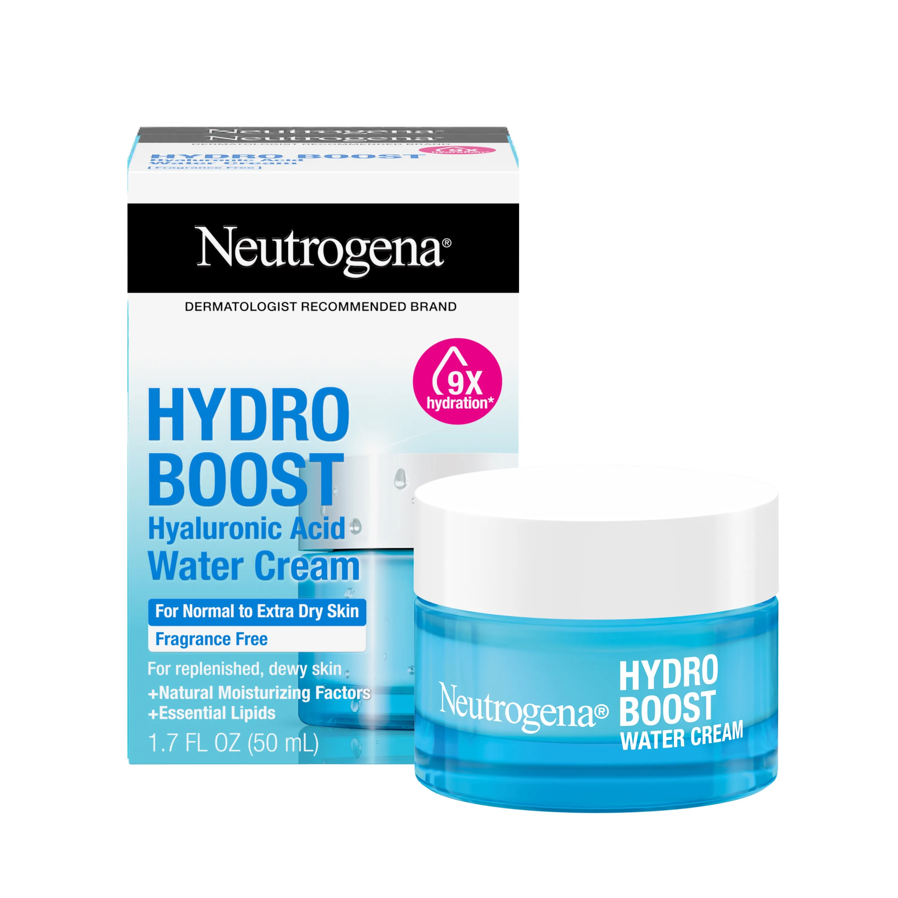 Neutrogena Hydro Boost Hyaluronic Acid Water Cream Fragrance Free Facial Moisturizer 1.7 Fl. Oz