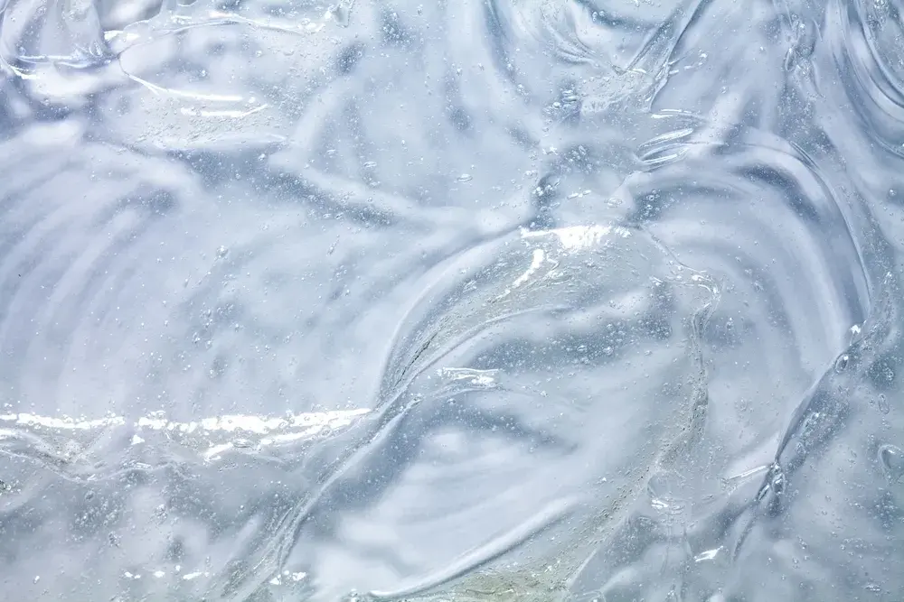 A cluster of bubbles against a blue background