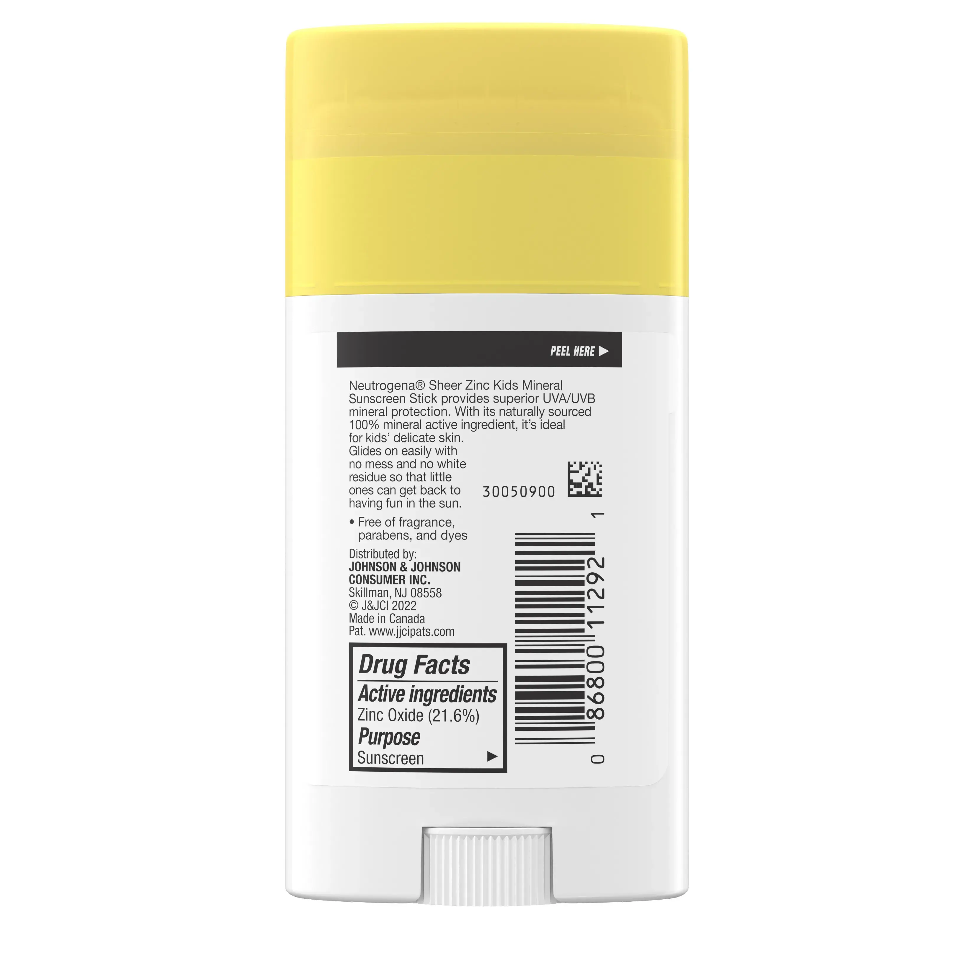 Sheer Zinc Kids Mineral Sunscreen Stick Broad Spectrum SPF 50+ Back of Packaging