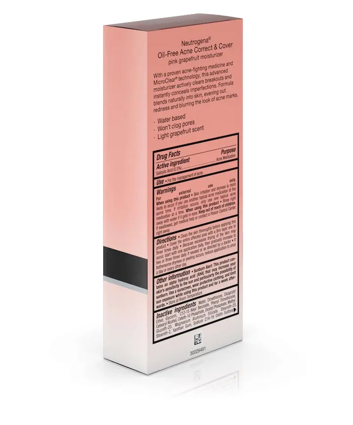 Neutrogena Oil-Free Acne Correct & Cover Pink Grapefruit Moisturizer