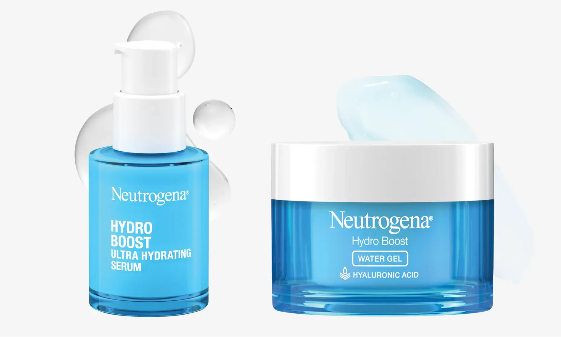 Hydro Boost Serum and Gel Moisturizer packaging, formula and consistency