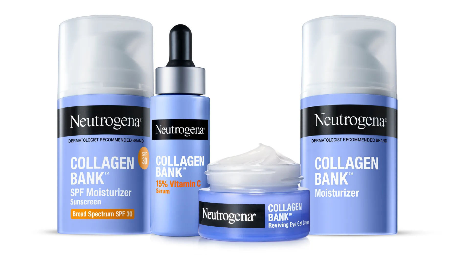 Meet Neutrogena Collagen Bank. Strengthens the collagen you have, builds the collagen you don't.