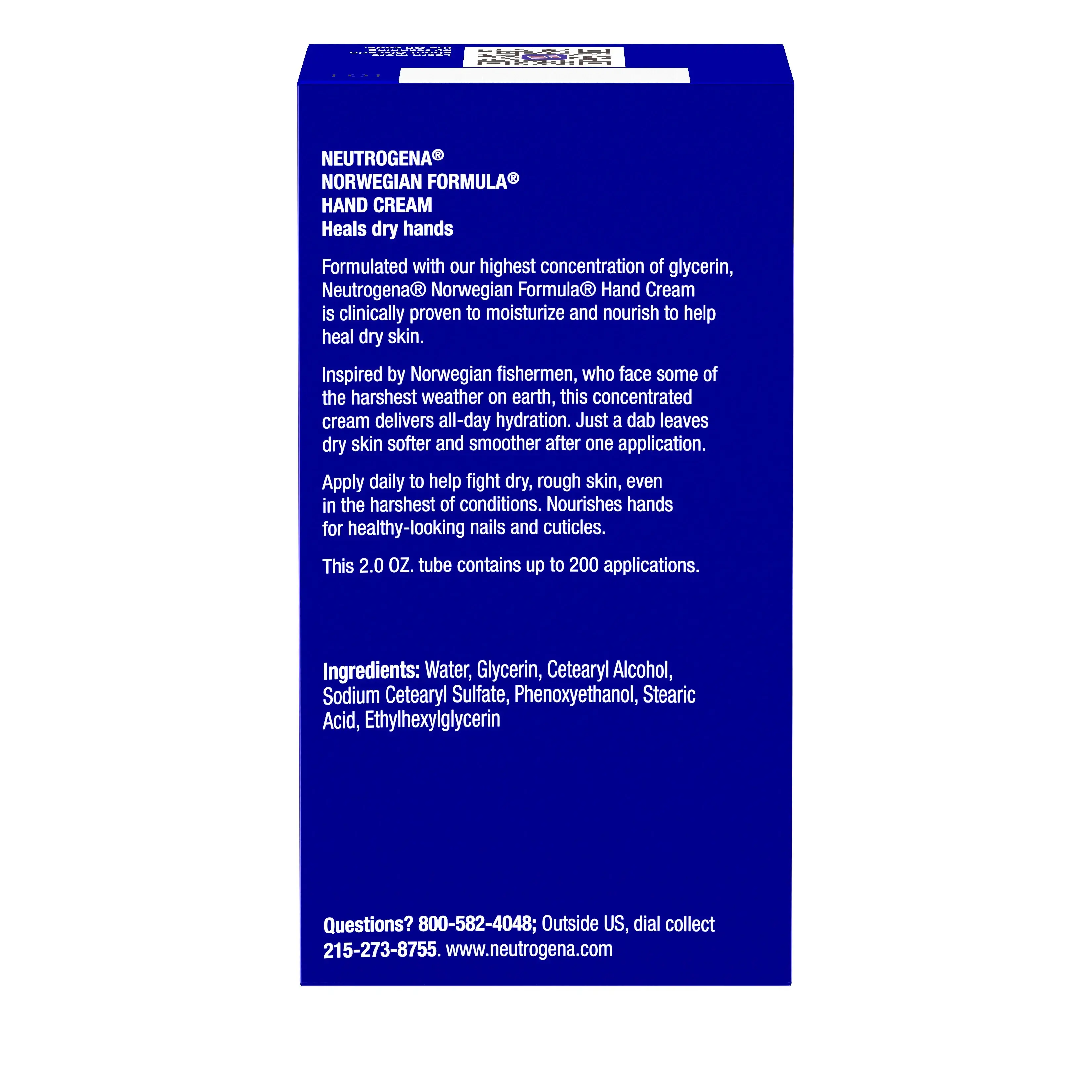 Neutrogena® Norwegian Formula Hand Cream Fragrance Free, 2 Oz, back of pack