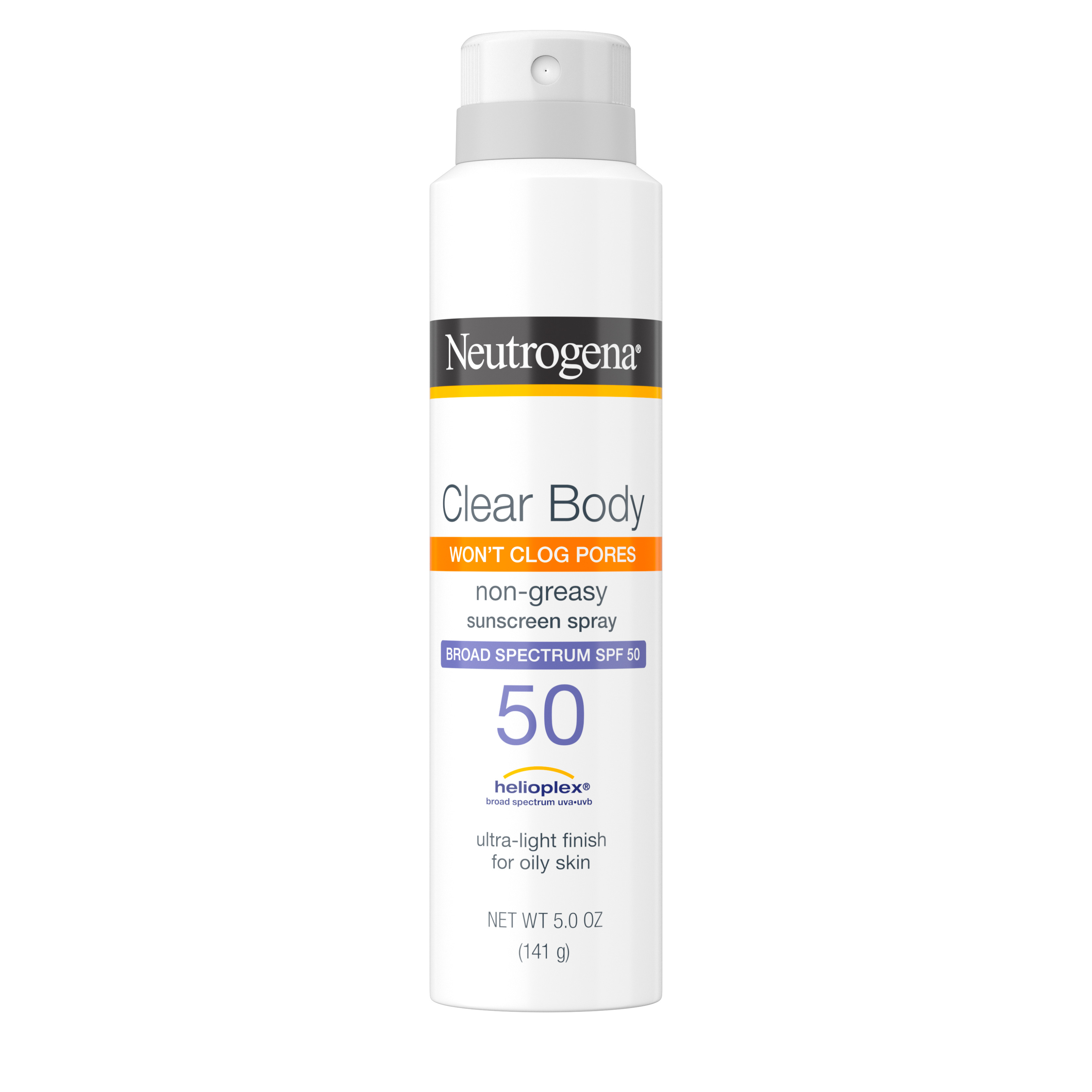 Neutrogena Clear Body SPF 50 Sunscreen Spray, Non-Comedogenic, 5 oz