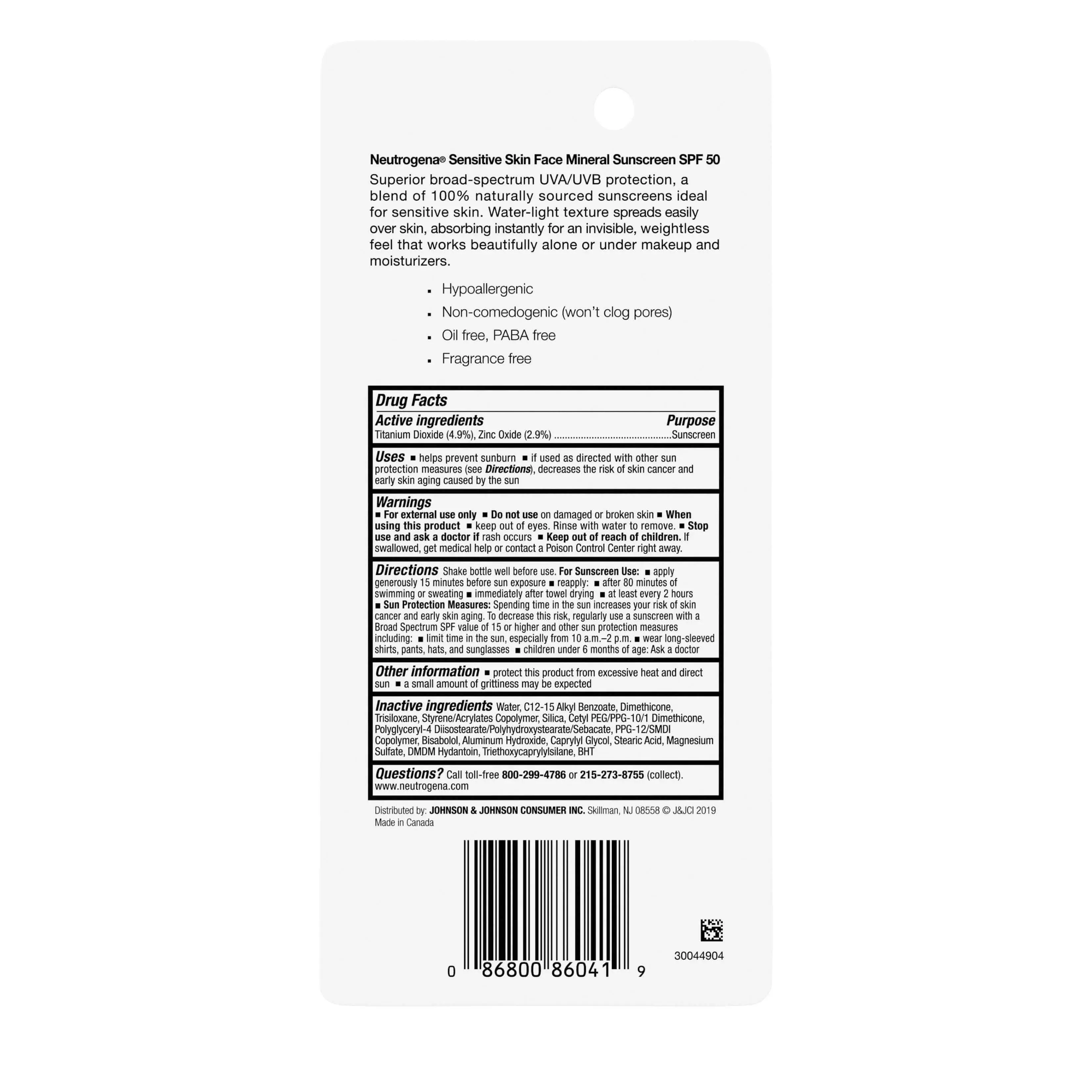 Neutrogena&reg; Sensitive Skin Face Liquid Sunscreen Broad Spectrum SPF 50