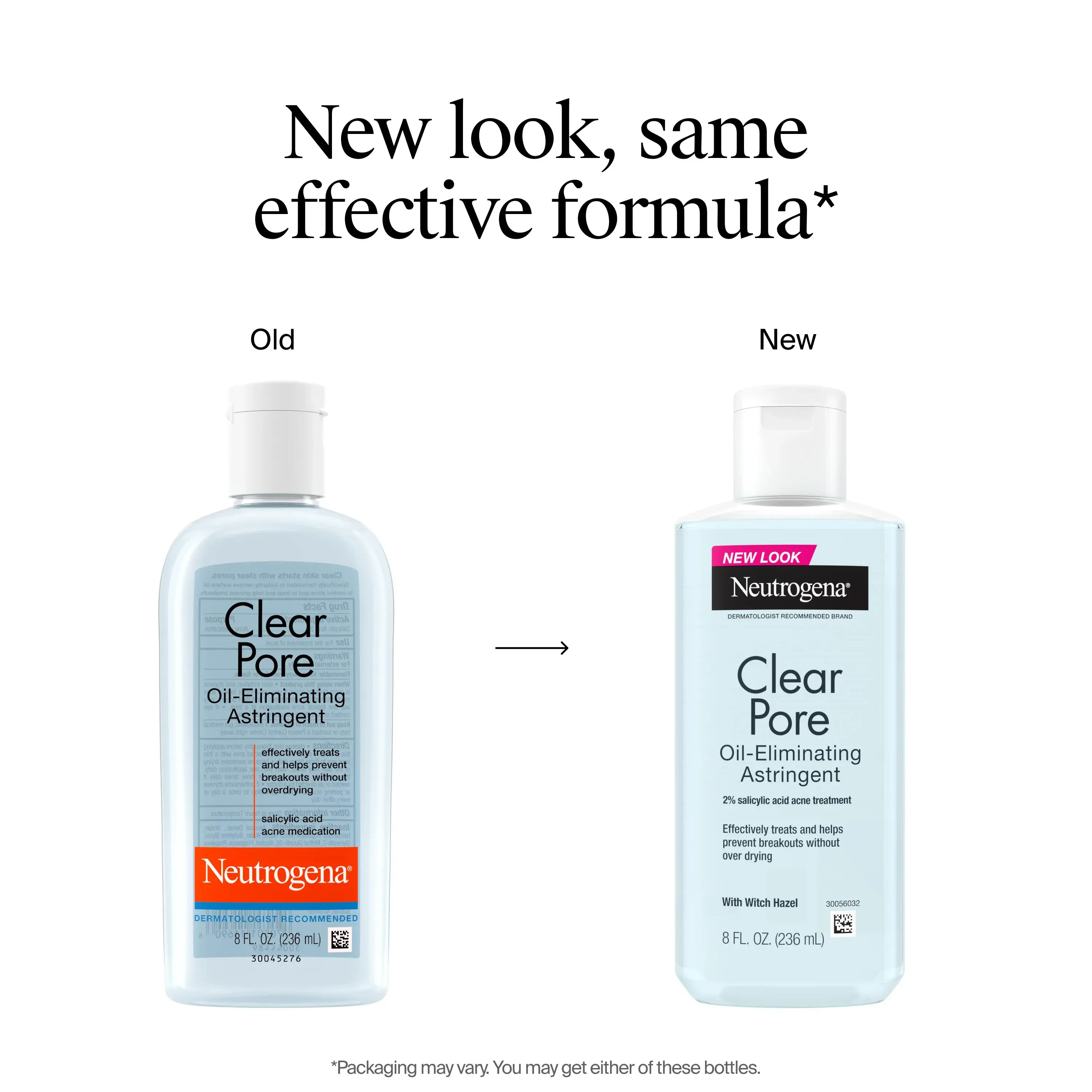 Neutrogena® Clear Pore Oil-Eliminating Astringent: Same Formula, New Look and Packaging