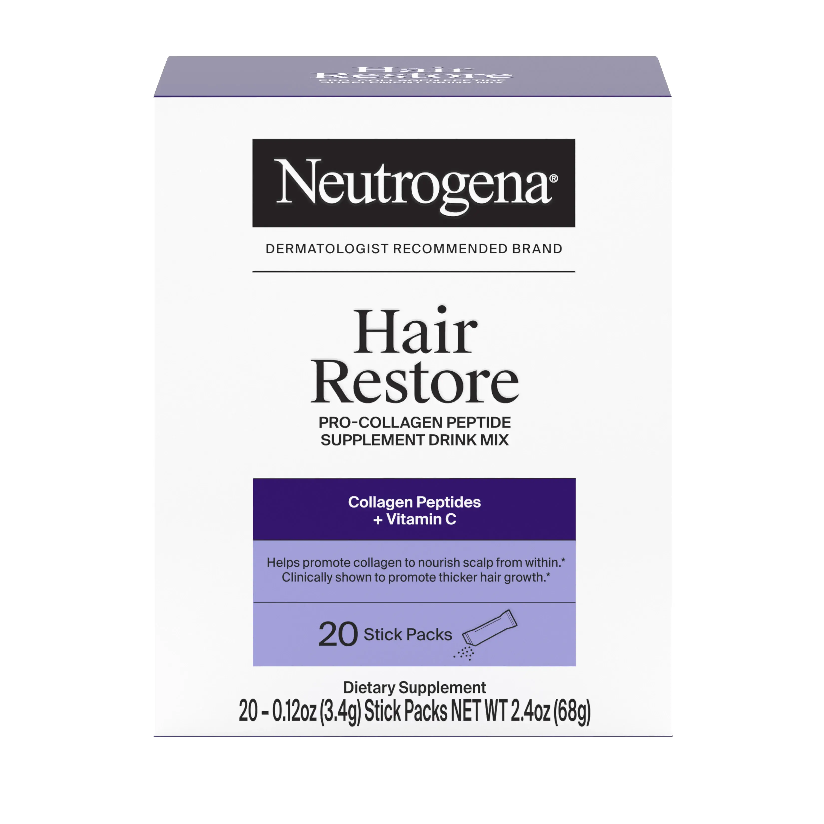 Hair Restore Pro-Collagen Peptide Supplement Front of Packaging