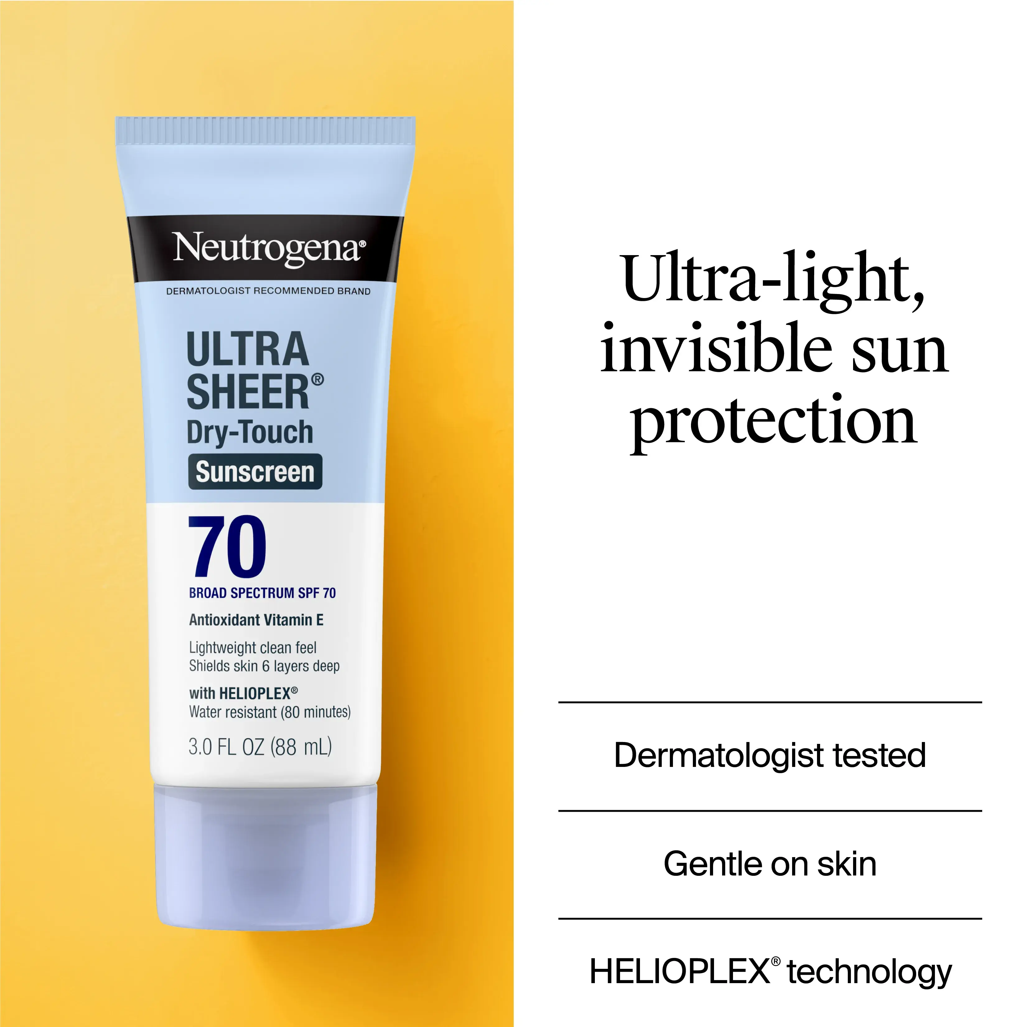 Neutrogena Ultra Sheer Dry-Touch Sunscreen Lotion Broad Spectrum SPF 70, 3 Fl. Oz