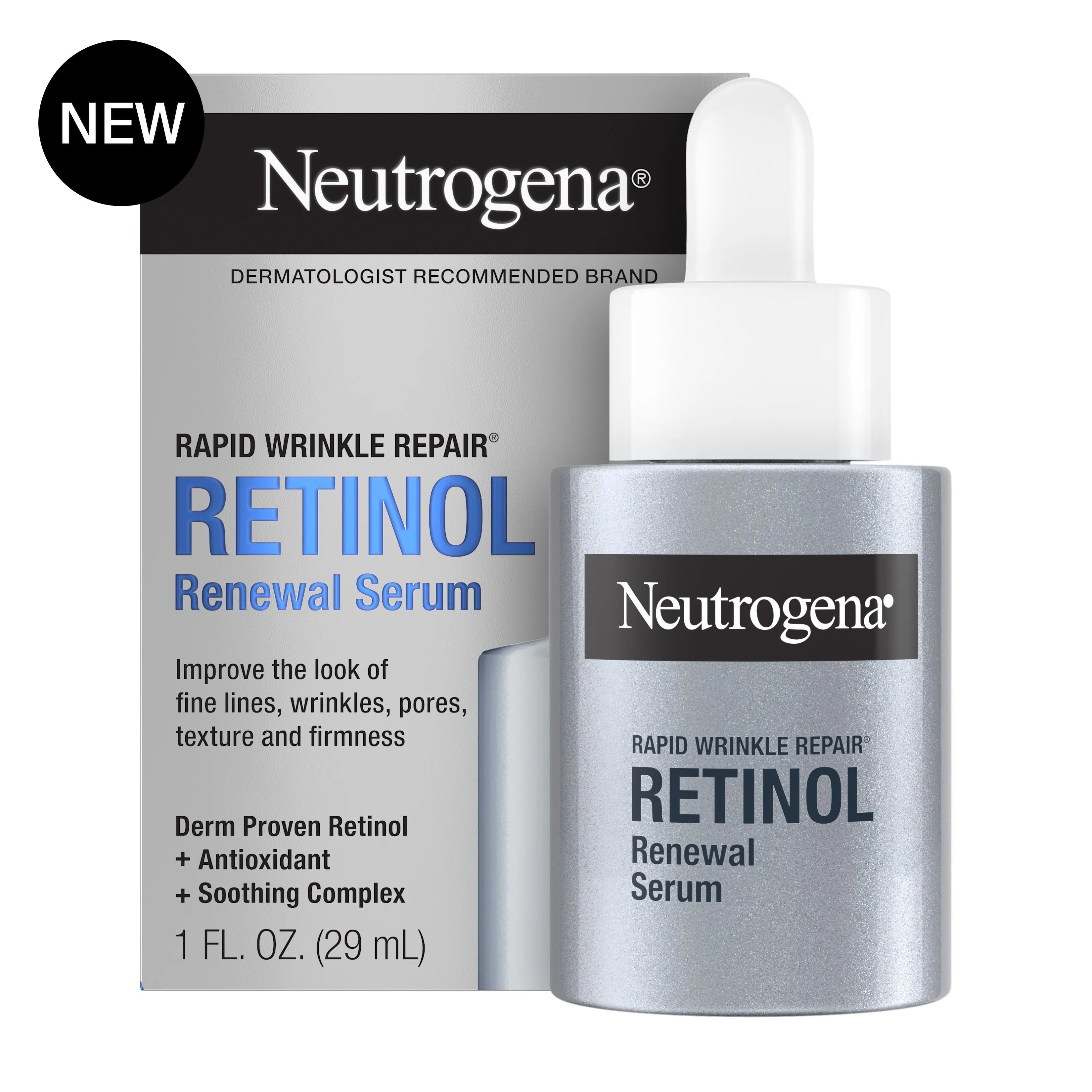 Rapid Wrinkle Repair Retinol Renewal Serum, 1 Fl. Oz, out of the box image, new badge