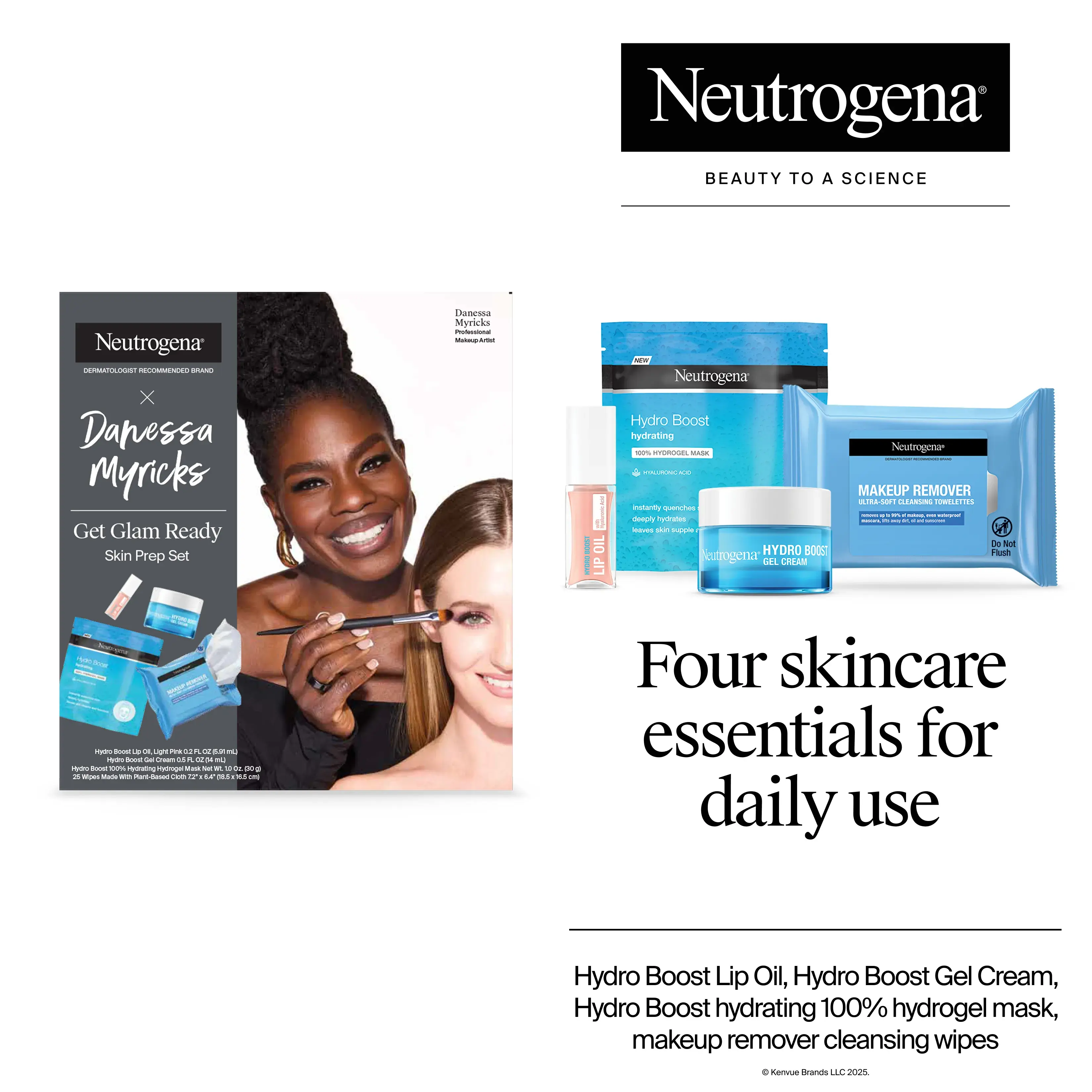 Danessa Myricks Get Glam Ready, skin prep set. Four skincare essentials for daily use.