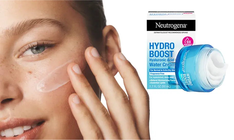 Woman with lighter skin tone applying Water Cream