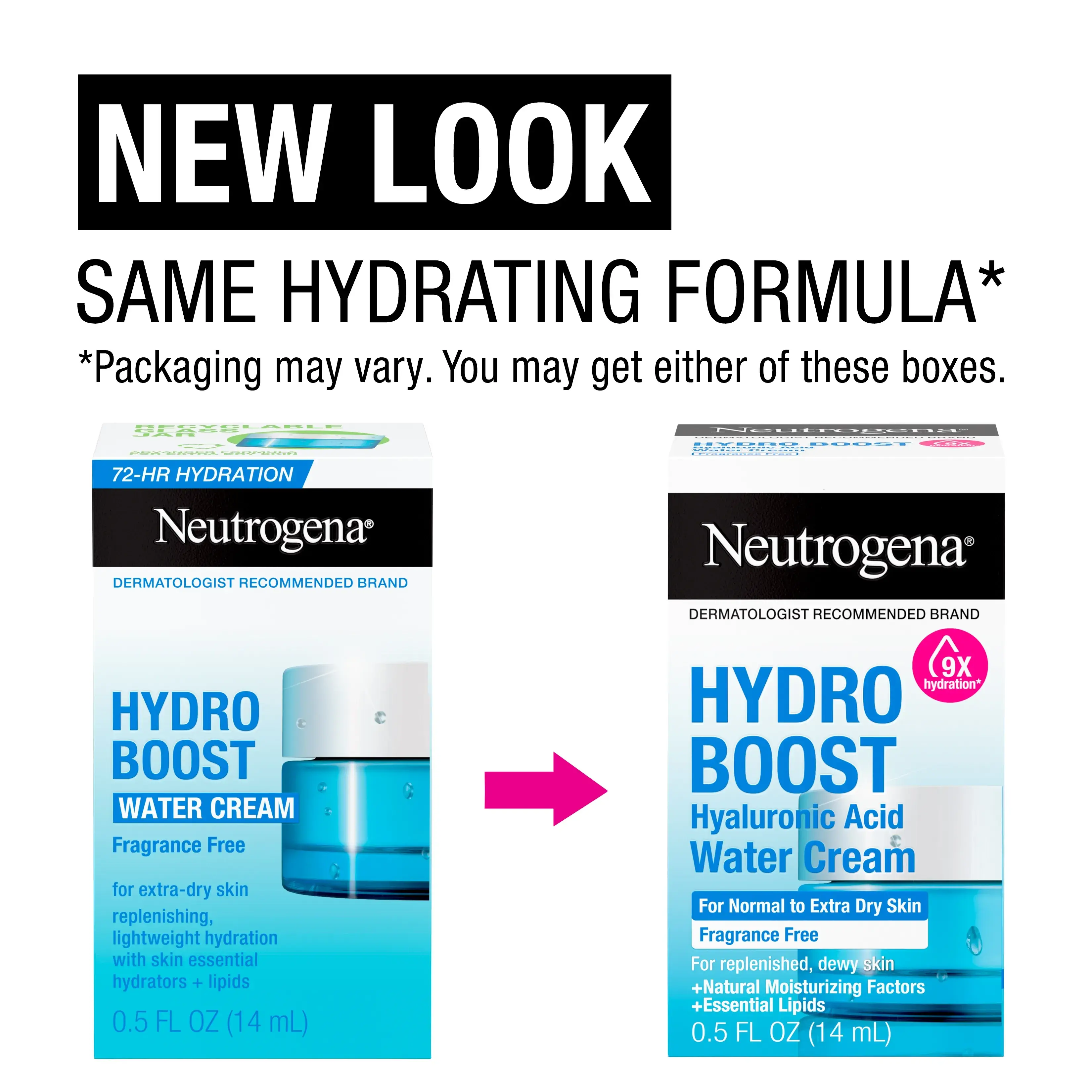 Neutrogena Hydro Boost Hyaluronic Acid Water Cream Fragrance Free Facial Moisturizer 0.5 Fl. Oz