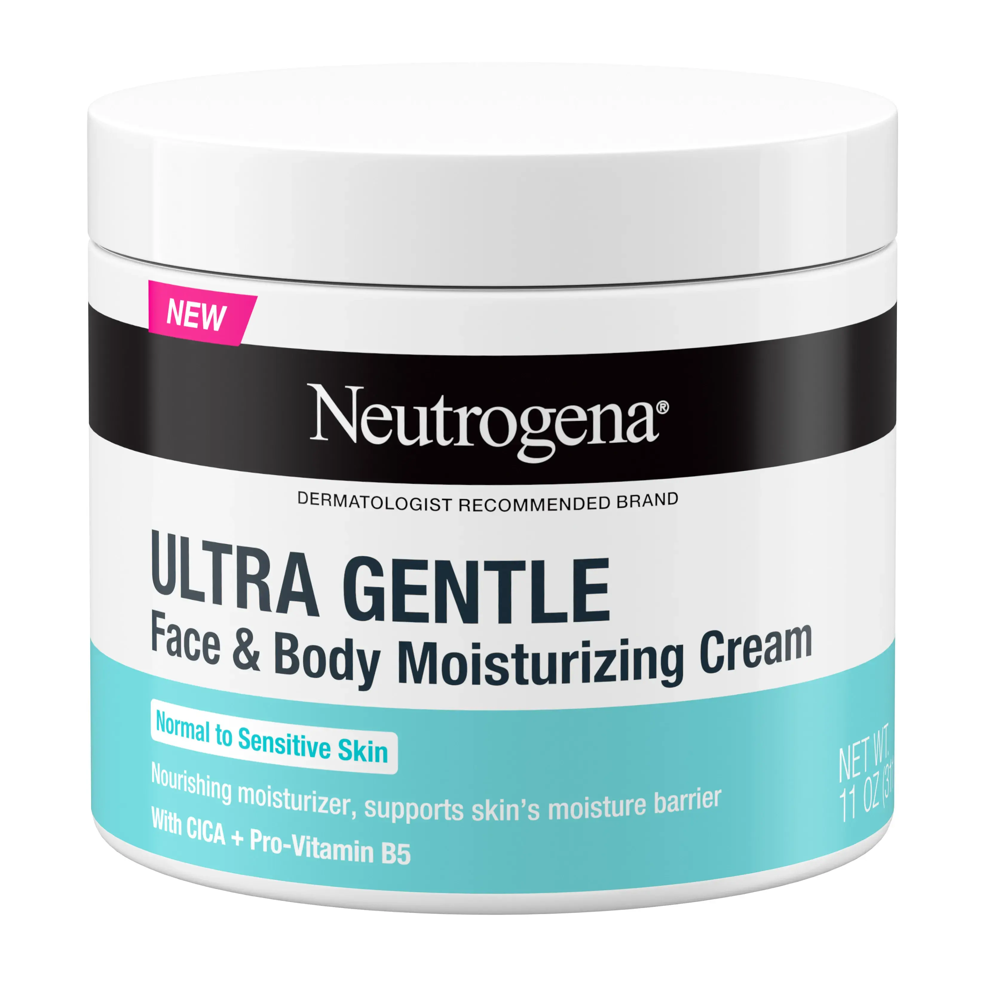 Neutrogena Ultra Gentle Face & Body Daily Moisturizing Cream, 11 Oz, front of packaging.