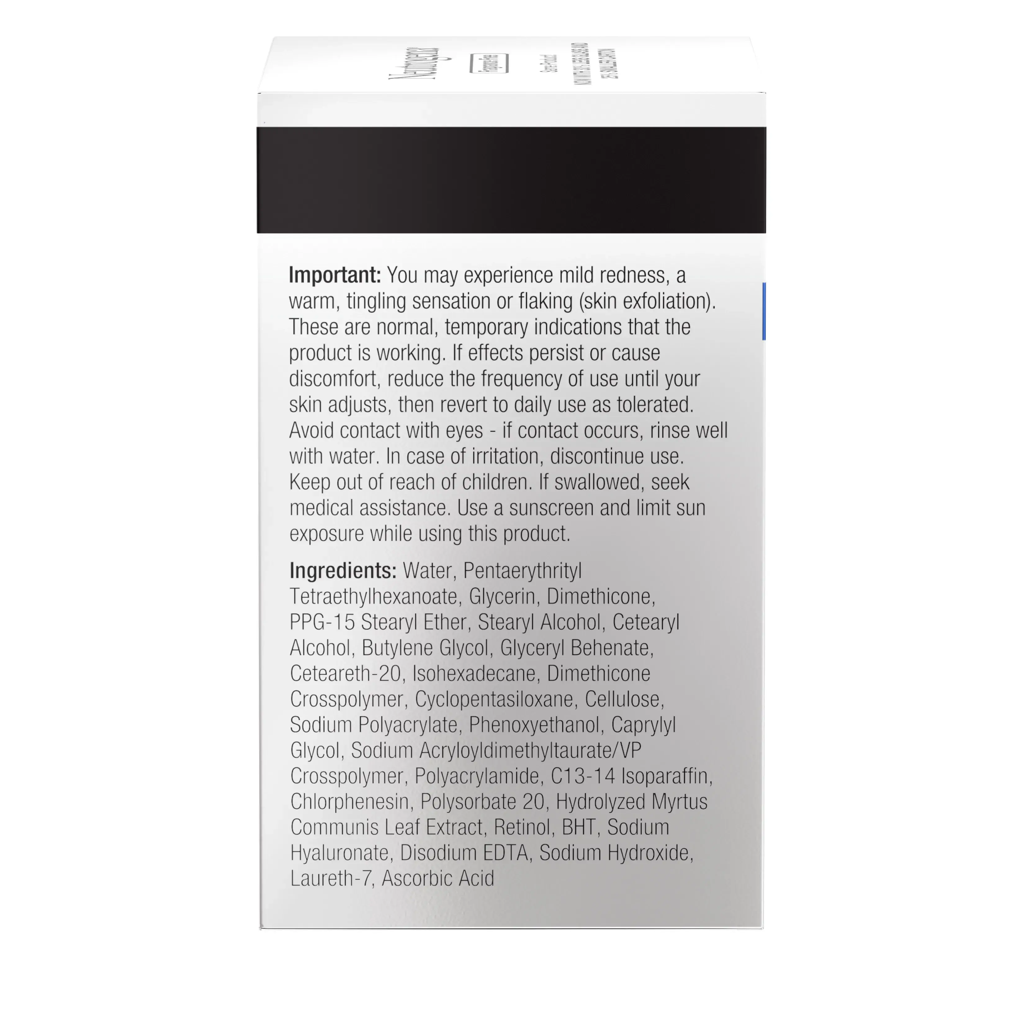 Neutrogena Rapid Wrinkle Repair Retinol Regenerating Cream, Fragrance-Free Back of Packaging 
