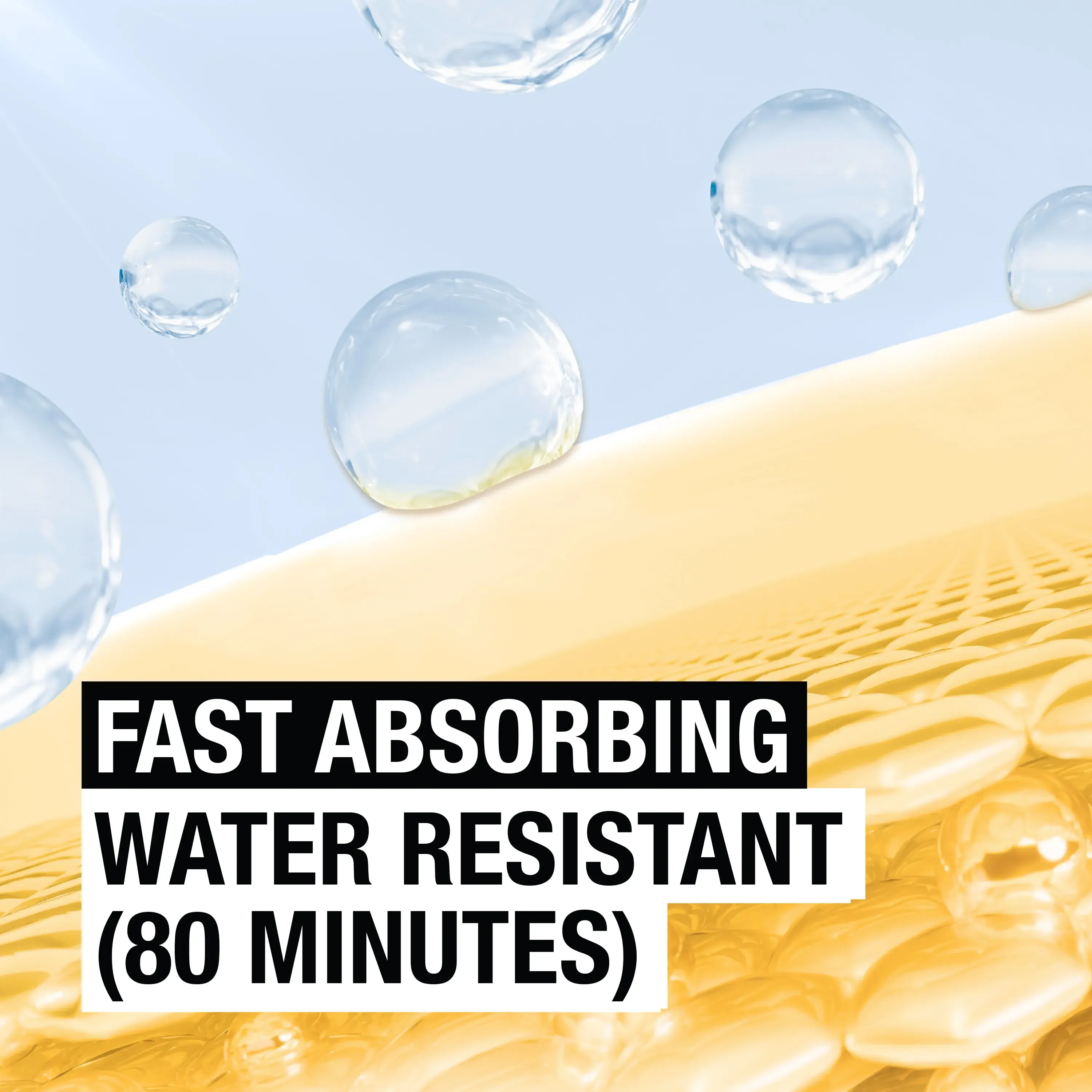 Fast absorbing water resistant (80 minutes)