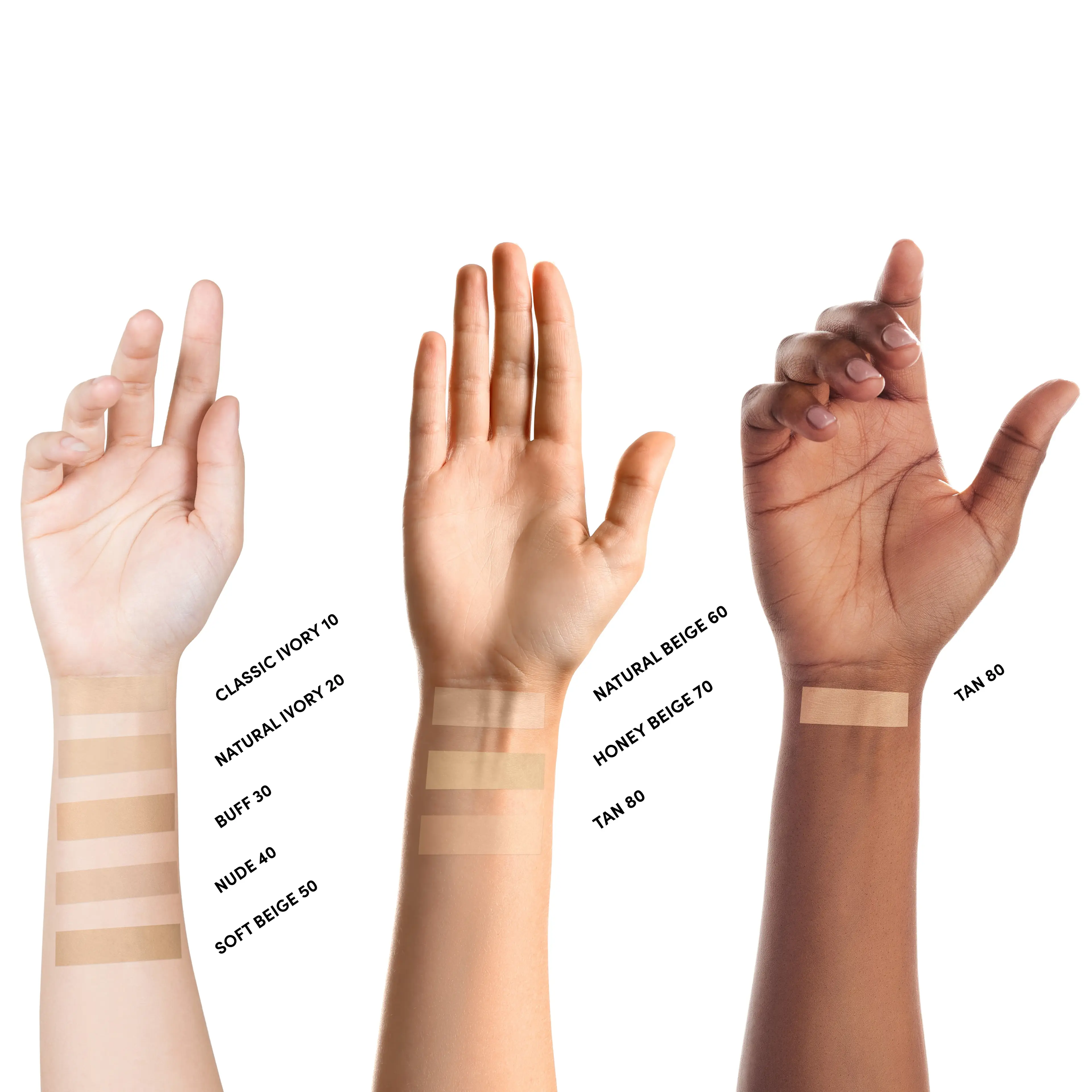 Mineral Sheers Loose Powder Foundation Applied Colors Comparison Image