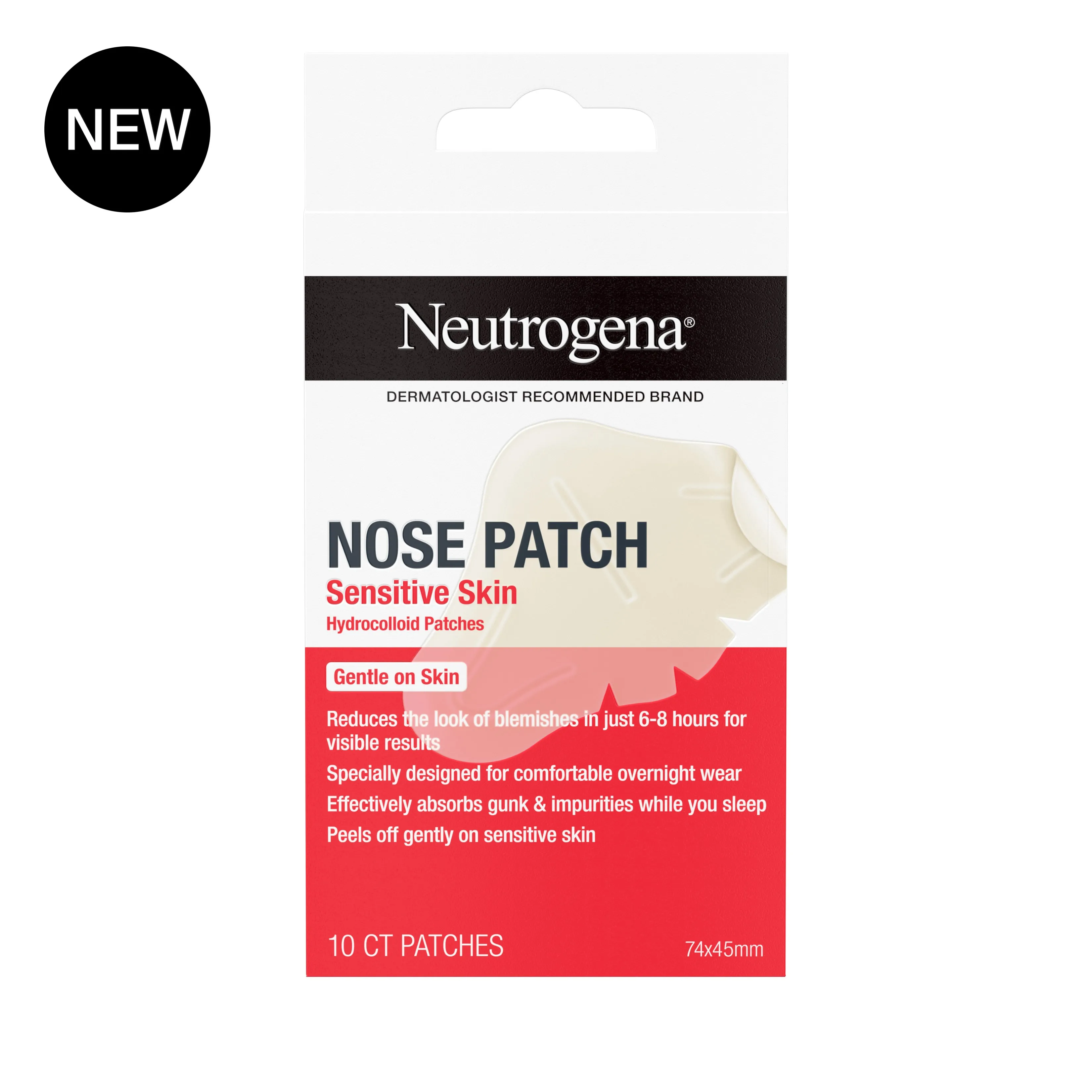 Neutrogena Nose Patch, Sensitive Skin, 10 Count, Front Image with new badge.