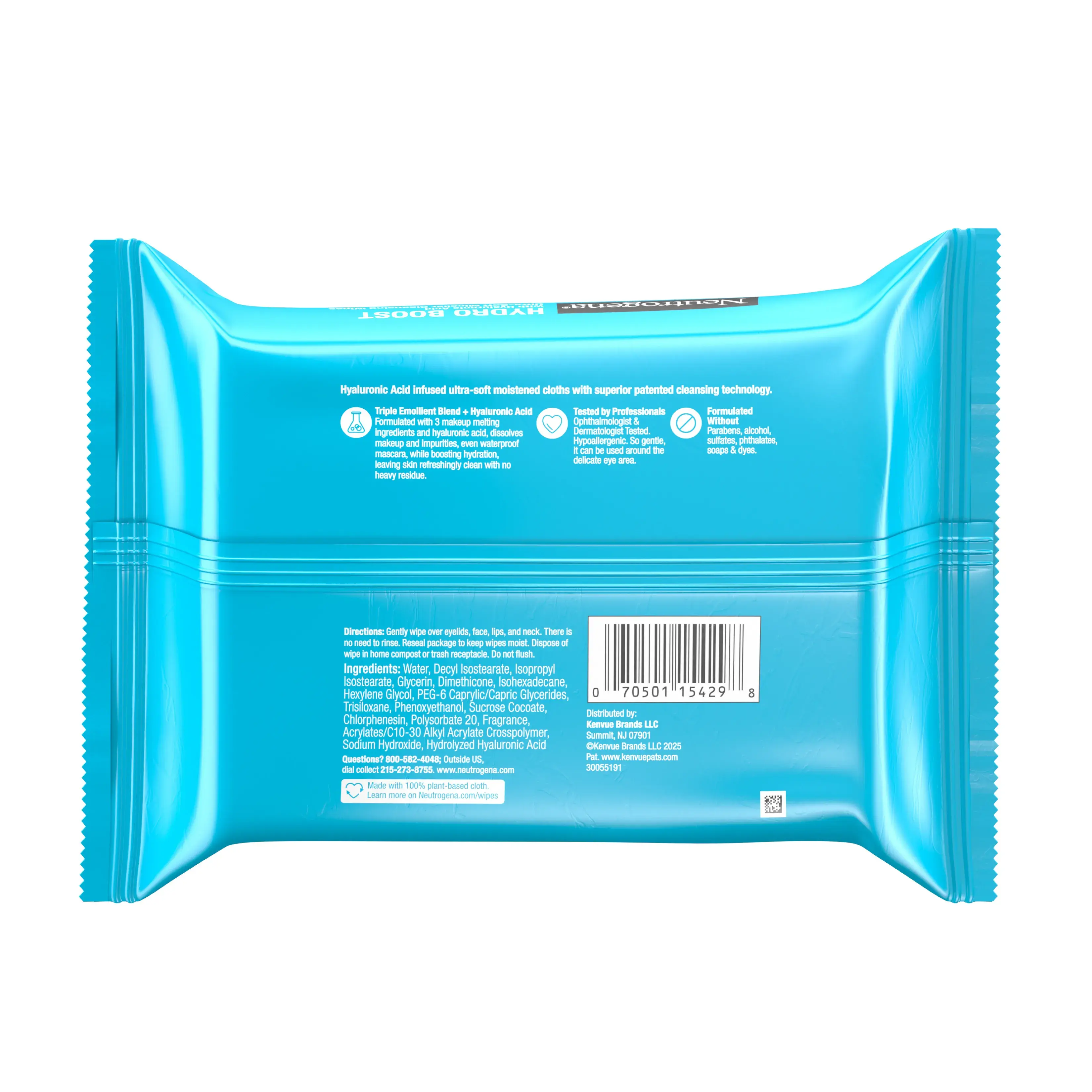 Hydro Boost Cleansing Makeup Remover Wipes Back of Packaging 