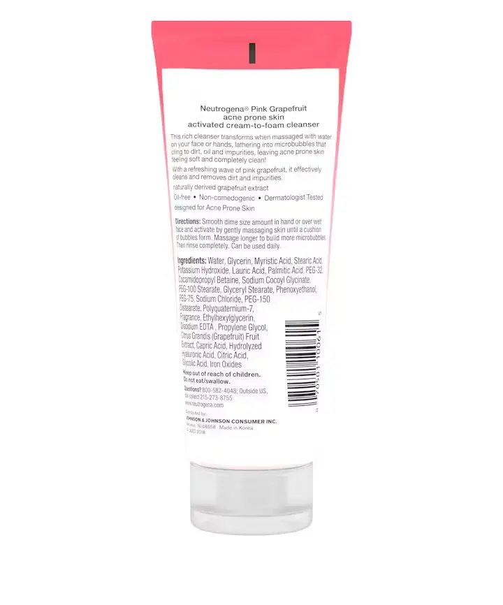 Neutrogena® Pink Grapefruit Acne Prone Skin Activated Cream-to-Foam Cleanser